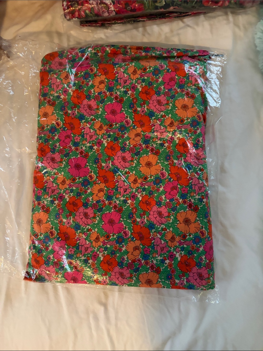 J. Crew Floral Duvet Cover in Green, Pink, Orange